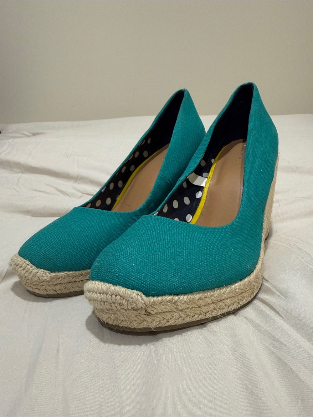 Merona Teal Canvas Espadrille Wedge Pumps